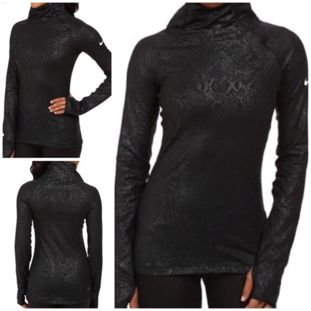 NWT Nike Pro Snake Skin Hyperwarm 1/4 zip pullover
